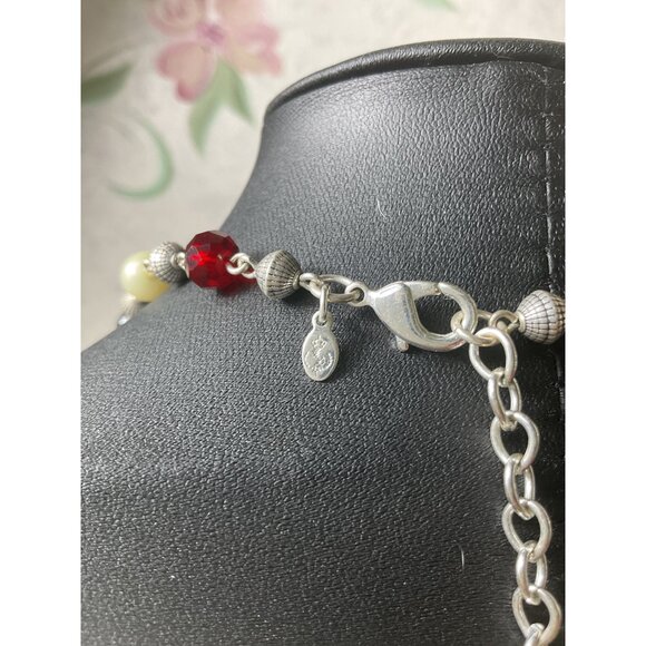 Long Multicolor Beaded Necklace With Silver-Tone Accents & Lobster Clasp - Picture 2 of 4